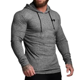 Autumn Breathable Quick Dry Knitted Hooded Shirt Men Fitness Sport Long Sleeve Hoodie Gym Bodybuilding Muscle Slim Fit Pullovers