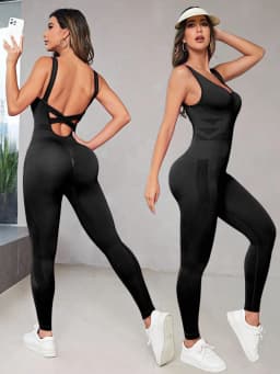 Women's Seamless Open Back Bodysuit - High Elastic Butt Lift, Compression Fit for Yoga Gym Outdoor Fitness
