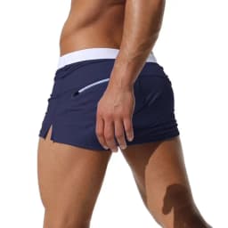 Men's Swimwear Low Waist Surfing Trunk Swim Short Sexy Personality Swimsuit Male Pocket Swimming Beach Board Short Men Bathing