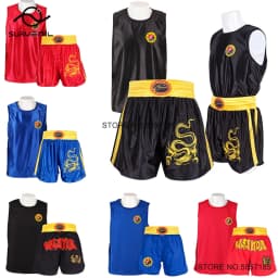 Muay Thai Shorts MMA T Shirt Kungfu Wushu Clothing Martial Arts Sanda Rashguard Boxing Pants Men Women Kids Performance Costume
