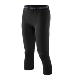 Men's Sports Running Tights Anti-Collision Knee Pad Compression Pants Quick Dry High Elastic Gym Fitness Training Leggings 3/4