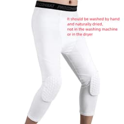 Men's Sports Running Tights Anti-Collision Knee Pad Compression Pants Quick Dry High Elastic Gym Fitness Training Leggings 3/4