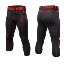 Men 3/4 Cropped Pants Shorts Sport Yoga Fitness Running Workout Training Exercise Perspiration Tight Cycling Compression Legging