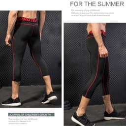 Men 3/4 Cropped Pants Shorts Sport Yoga Fitness Running Workout Training Exercise Perspiration Tight Cycling Compression Legging