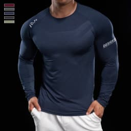 Men Running T-shirt Jogging Tracksuit Athletic Shirt Compression Long Sleeves Sport Tees Gym Fitnes Muscle Fit Shirt