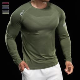 Men Running T-shirt Jogging Tracksuit Athletic Shirt Compression Long Sleeves Sport Tees Gym Fitnes Muscle Fit Shirt