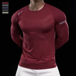 Men Running T-shirt Jogging Tracksuit Athletic Shirt Compression Long Sleeves Sport Tees Gym Fitnes Muscle Fit Shirt