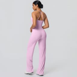 2Pieces Solid Color Gym Sports Yoga Set for Women Sexy Beautiful Back Strap Vest Workout Top Breathable Wide Leg Pants Yoga Suit