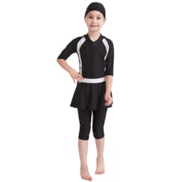 Muslim Swimwear Girl Cap Jumpsuit Skirt 3Pcs Modest Swimsuit for Girls Bath Swimming Suit Arab Islamic Baby Teens Kids Beachwear