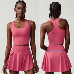 Women Two Pieces Fitness Yoga Set Breathable Outdoor Running Suit Soft Stretchy Tennis Skirt Workout Clothes Short Sportswear