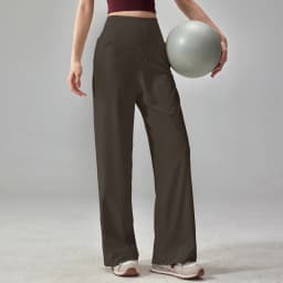 Women's High Quality Pants With Pockets High Waist Stretch Loose Sweatpants Nake-Feeling Sports Leisure  Yoga Workout Pants