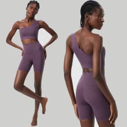 Women Summer Short Sportswear Solid Color Two Pieces Fitness Yoga Set Breathable Quick Dry Running Suit Female Workout Clothes