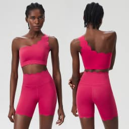 Women Summer Short Sportswear Solid Color Two Pieces Fitness Yoga Set Breathable Quick Dry Running Suit Female Workout Clothes