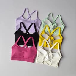Women's Solid Color Yoga Underwear Fitness Bra Soft Cross Back Push-Up Gym Sports Top with Chest Pad Yoga Vest Sport Crop Top
