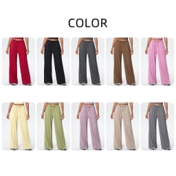Breathable Solid Color Loose Yoga Pencil Pants Lifting Buttocks Sports Quick Drying Wide Leg Pants With Pockets Gym Yoga Pants