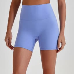 Buttery Soft Stretch Nylon Yoga Biker Shorts No Front Seam High Waist Y-shape Butt Lifting Sport Workout Gym Shorts For Women