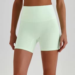Buttery Soft Stretch Nylon Yoga Biker Shorts No Front Seam High Waist Y-shape Butt Lifting Sport Workout Gym Shorts For Women