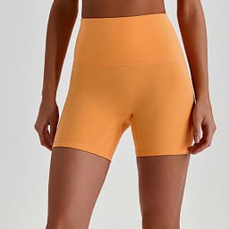 Buttery Soft Stretch Nylon Yoga Biker Shorts No Front Seam High Waist Y-shape Butt Lifting Sport Workout Gym Shorts For Women