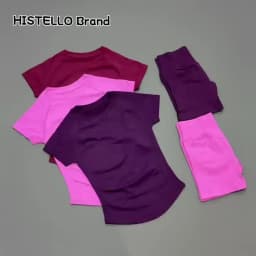 2 Pieces Sports Sets Short Sleeve Seamless Yoga Top Fitness Set Women Workout Running Sports Shorts Gym Suit