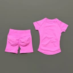 2 Pieces Sports Sets Short Sleeve Seamless Yoga Top Fitness Set Women Workout Running Sports Shorts Gym Suit