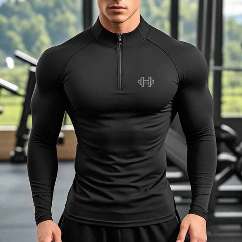 Men Compression Long Sleeve Sports Polo Shirts Running T-Shirts Trainning & Exercise Tshirt Gym Fitness Quick Drying Sportswear