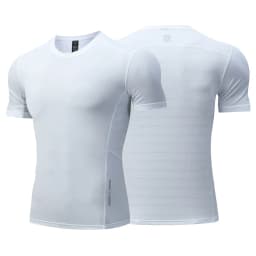 Dry Fit Men Running Shirt Tops Fitness Compression Gym Polyester Sports T-shirt Outdoor Workout Training Muscle Fit Clothing