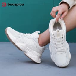 Baasploa Women Casual Shoes Comfort Leather Walking Sneakers For Women Solid Color Fashion Sport Shoes Non-Slip Hight Increase