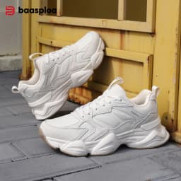 Baasploa Women Casual Shoes Comfort Leather Walking Sneakers For Women Solid Color Fashion Sport Shoes Non-Slip Hight Increase