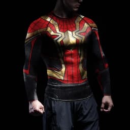 NADANBAO Rash Guards Compression Shirts Men Cosplay Superhero Spider Pattern Printed Workout Long Sleeve Tops Fitness Sportwear