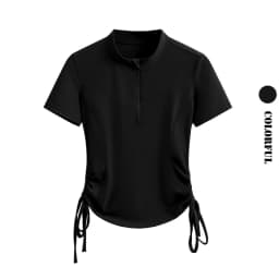 DRUR Yoga Shirts Women Short Sleeve Zipper Sports Tops Breathable Fitness T-Shirt Female Gym Clothing Running Top Yogawear 2025