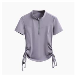 DRUR Yoga Shirts Women Short Sleeve Zipper Sports Tops Breathable Fitness T-Shirt Female Gym Clothing Running Top Yogawear 2025
