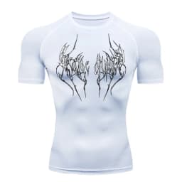 New Summer Running T-Shirt Men Short Sleeve Compression Shirt Gym Sports Top Black Quick Dry Breathable MMA Fitness Clothing