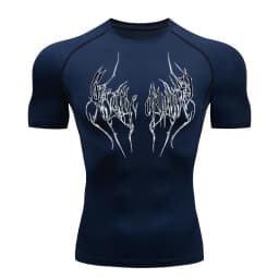 New Summer Running T-Shirt Men Short Sleeve Compression Shirt Gym Sports Top Black Quick Dry Breathable MMA Fitness Clothing
