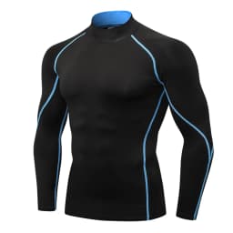 Men's High neck Long Sleeve Compression Shirts Cool Dry Sun Protection Sports Tights Undershirts Running Gym Tops