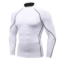 Men's High neck Long Sleeve Compression Shirts Cool Dry Sun Protection Sports Tights Undershirts Running Gym Tops