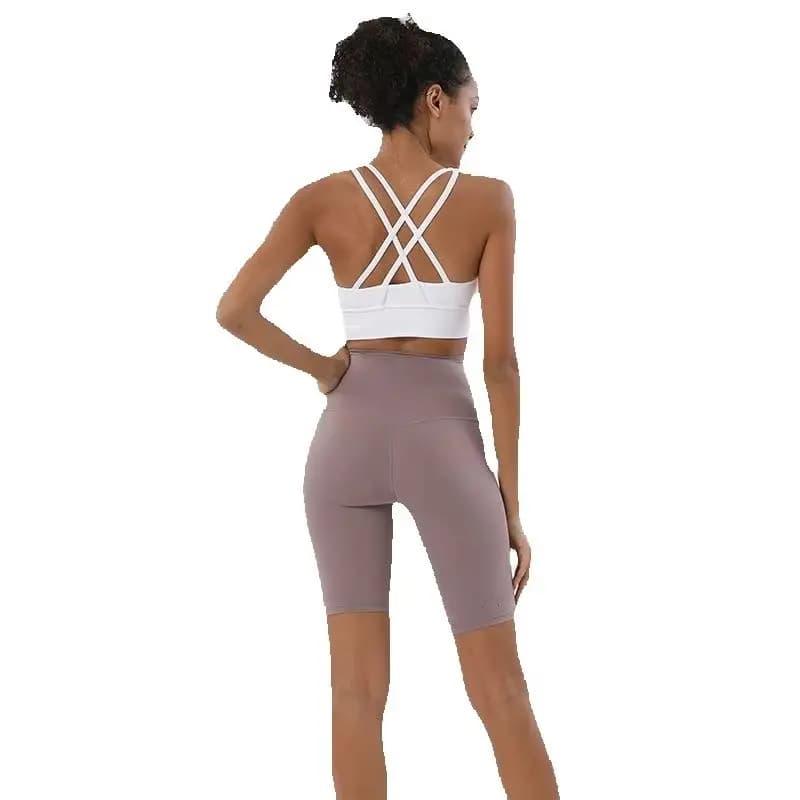 Nylon Yoga Set Gym Two Piece Sets Womens Bra Top Women Cycling Shorts Sport Fitness Sportswear 45 Colors Womens Clothing
