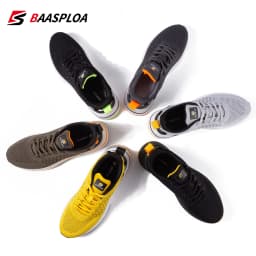 Baasploa New Men Knit Casual Walking Shoes  Breathable Trendy Sneakers Original Lightweight Shock Absorption Male Tennis Shoe