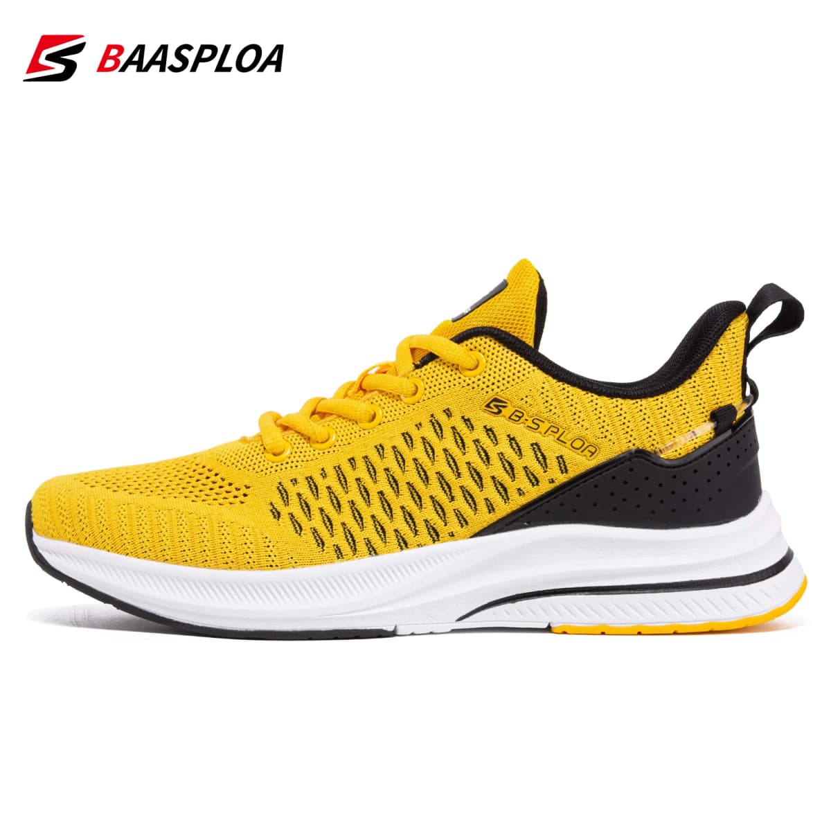 Baasploa New Men Knit Casual Walking Shoes  Breathable Trendy Sneakers Original Lightweight Shock Absorption Male Tennis Shoe