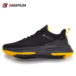 Baasploa New Men Knit Casual Walking Shoes  Breathable Trendy Sneakers Original Lightweight Shock Absorption Male Tennis Shoe