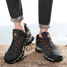 HIKEUP High Quality Leather Hiking Shoes Durable Outdoor Sport Men Trekking Leather Shoes Lace-Up Climbing Hunting Sneakers