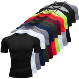 Men's Compression Shirts Summer Short Sleeves Tees T-shirt Gym Workout Fitness Running Tops Undershirts Baselayer Sportswear
