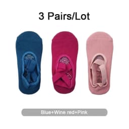 3 Pairs Yoga Socks for Women Silicone Non Slip Ballet Pilates Socks Cotton Ladies Backless Breathable Bandage Dance Sports Socks