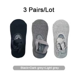 3 Pairs Yoga Socks for Women Silicone Non Slip Ballet Pilates Socks Cotton Ladies Backless Breathable Bandage Dance Sports Socks