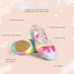 Children's Dance Shoes Girls Ballet Flats Shoes Rainbow Bow Sequins Leather Soft Soled Dance Performance Skate Sport Yoga Shoes