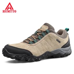 Humtto New Arrival Leather Hiking Shoes Wear-resistant Outdoor Sport Men Shoes Lace-Up Mens Climbing Trekking Hunting Sneakers
