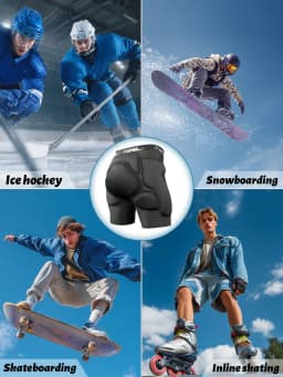 AVIVOR Never-Flatten Foam Padded Shorts | Full Coverage & Breathable | Low-Profile Protection for Ski/Skate/Skateboard (Adults)