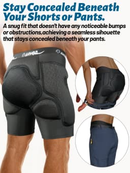 AVIVOR Never-Flatten Foam Padded Shorts | Full Coverage & Breathable | Low-Profile Protection for Ski/Skate/Skateboard (Adults)