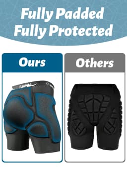 AVIVOR Never-Flatten Foam Padded Shorts | Full Coverage & Breathable | Low-Profile Protection for Ski/Skate/Skateboard (Adults)