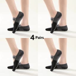 4 Pairs Women Anti-slip Yoga Socks Backless Bandage Pilates Socks Ladies Ballet Dance Fitness Slipper Cotton Sports Socks