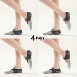 4 Pairs Women Anti-slip Yoga Socks Backless Bandage Pilates Socks Ladies Ballet Dance Fitness Slipper Cotton Sports Socks